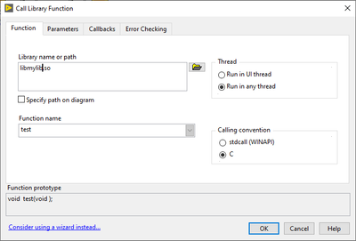 call library function configuration