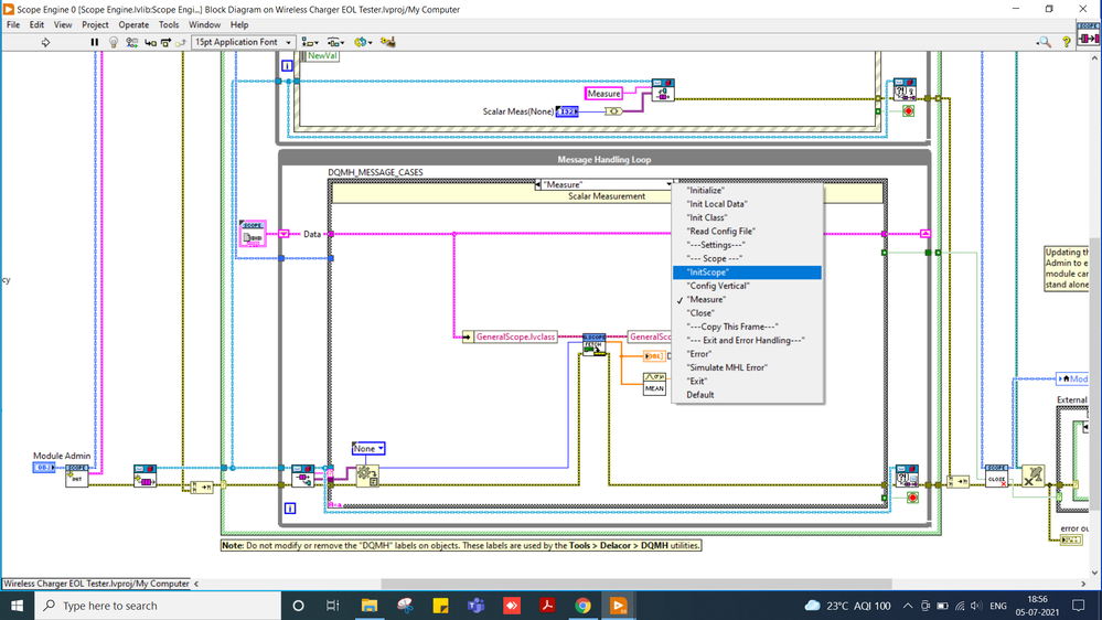 BD6: shows states to start SCOPE initialization, measurement VIs etc