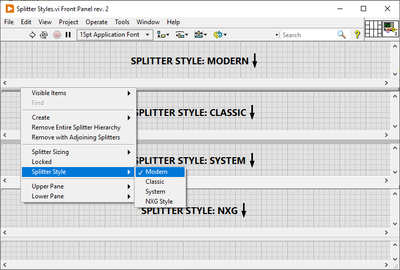 Splitter Style Selection