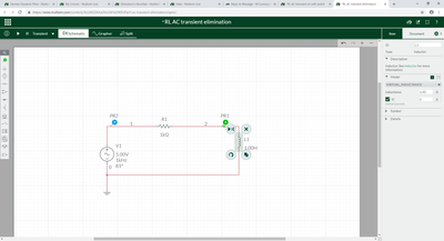 Circuit 2 with L1 IC (Initial current) enabled with a (default) value of 0 A.