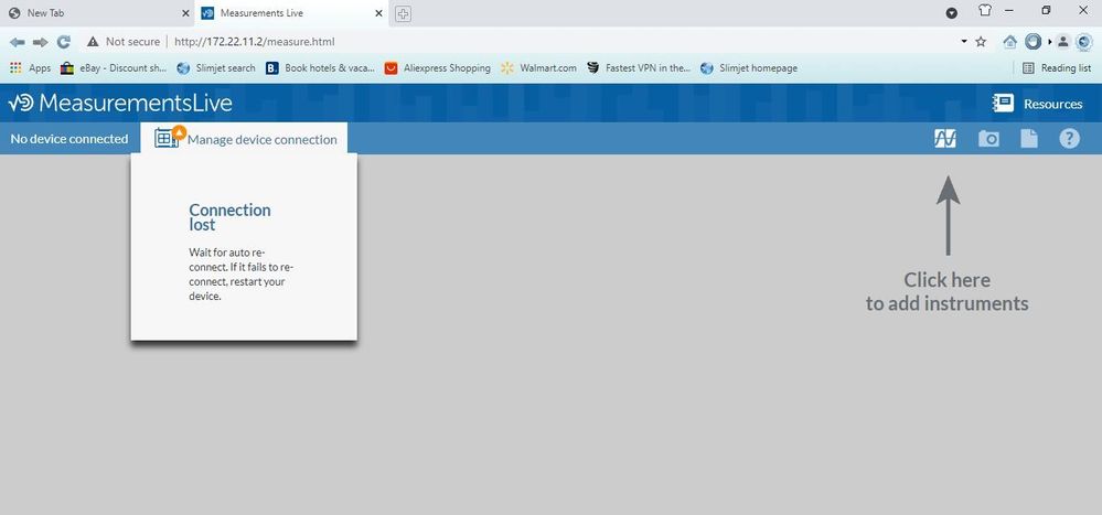 device can't connected Measurements Live