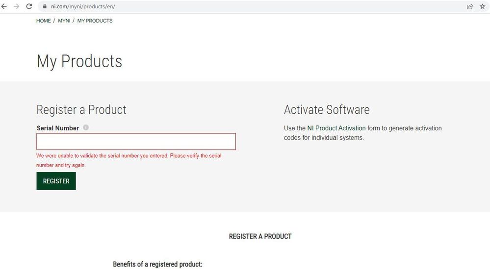 Product registration from Elvis III ID but it is not available