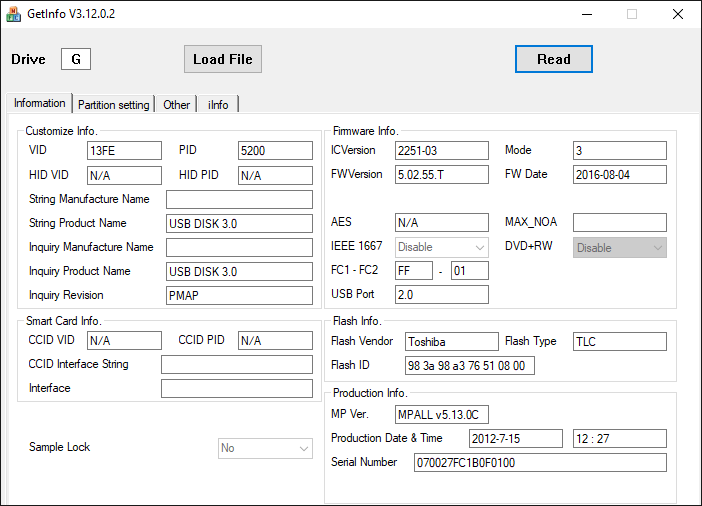 After flashing (drive is now read+write)