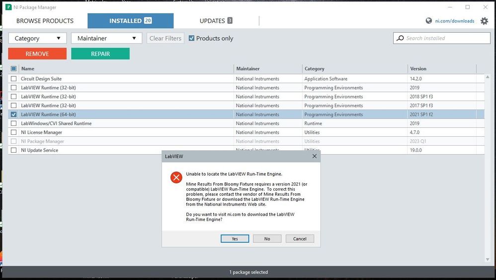 Unable to locate Runtime Engine 2021