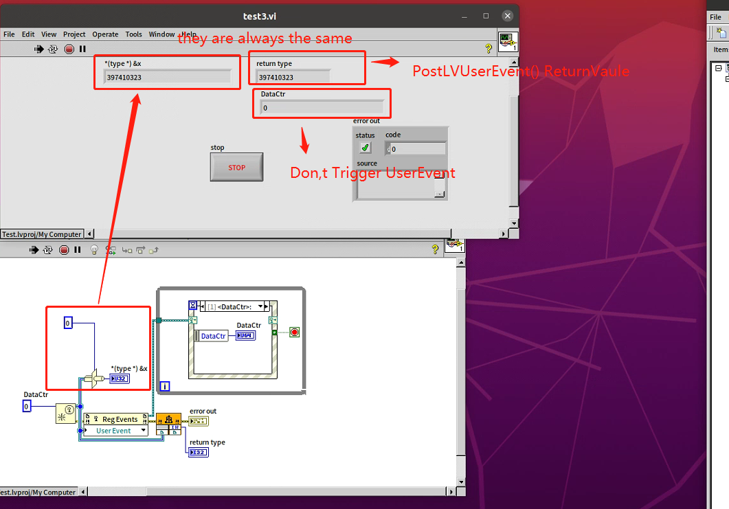 Labview(Linux)2021 Call PostLVUserEvent Error NI Community