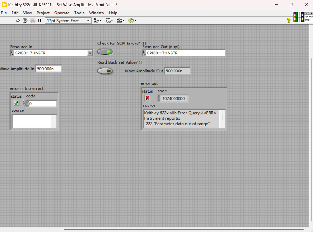 Standard Driver reports error when the amplitude less than 500nA