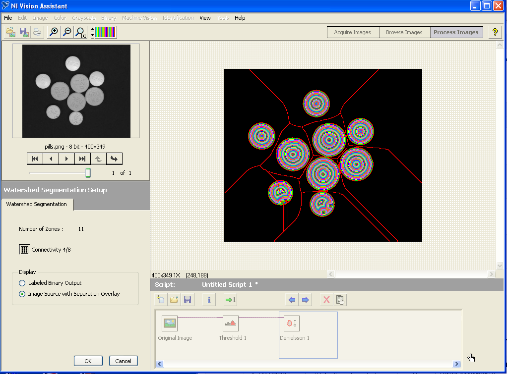 Vision assistant - image source with Separation Overlay (Watershed  Segmentation) - NI Community