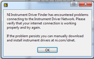 NI Instrument Driver Finder Dialog Box Closes if Not Connected to Internet  - NI Community