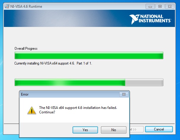 NI-VISA run time install error on Win7 64-bit - NI Community