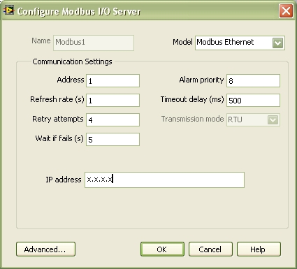 Configure Modbus IO Server