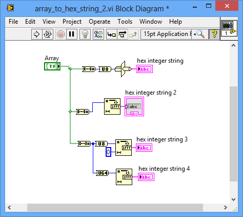 common techniques to convert boolean array to hex string in LabVIEW